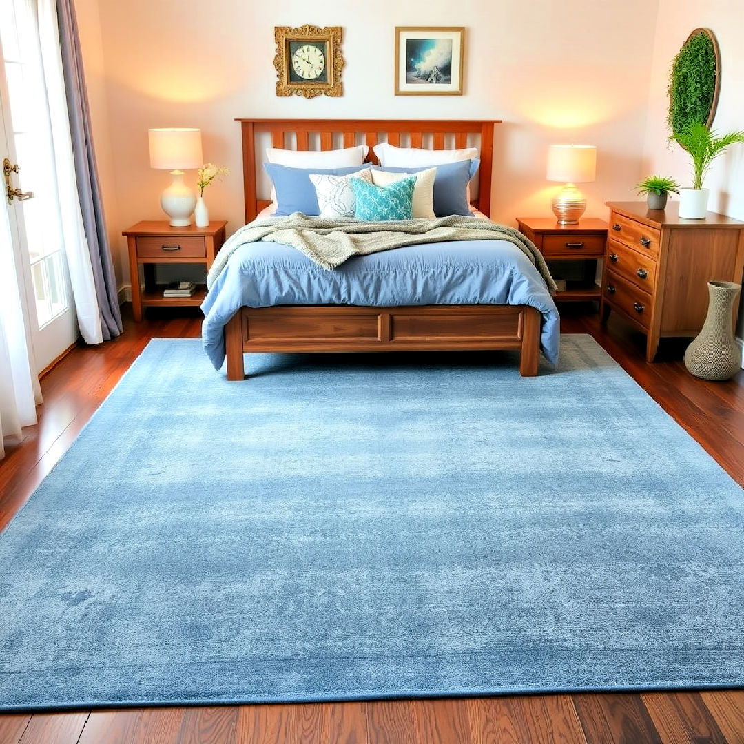aesthetic denim blue rug - 40 Blue Bedroom Ideas