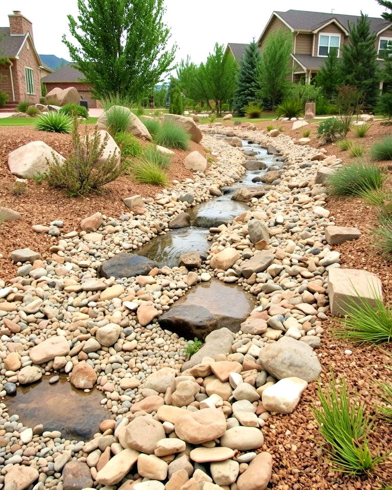 aesthetic dry riverbed for drainage - 30 Colorado Landscaping Ideas