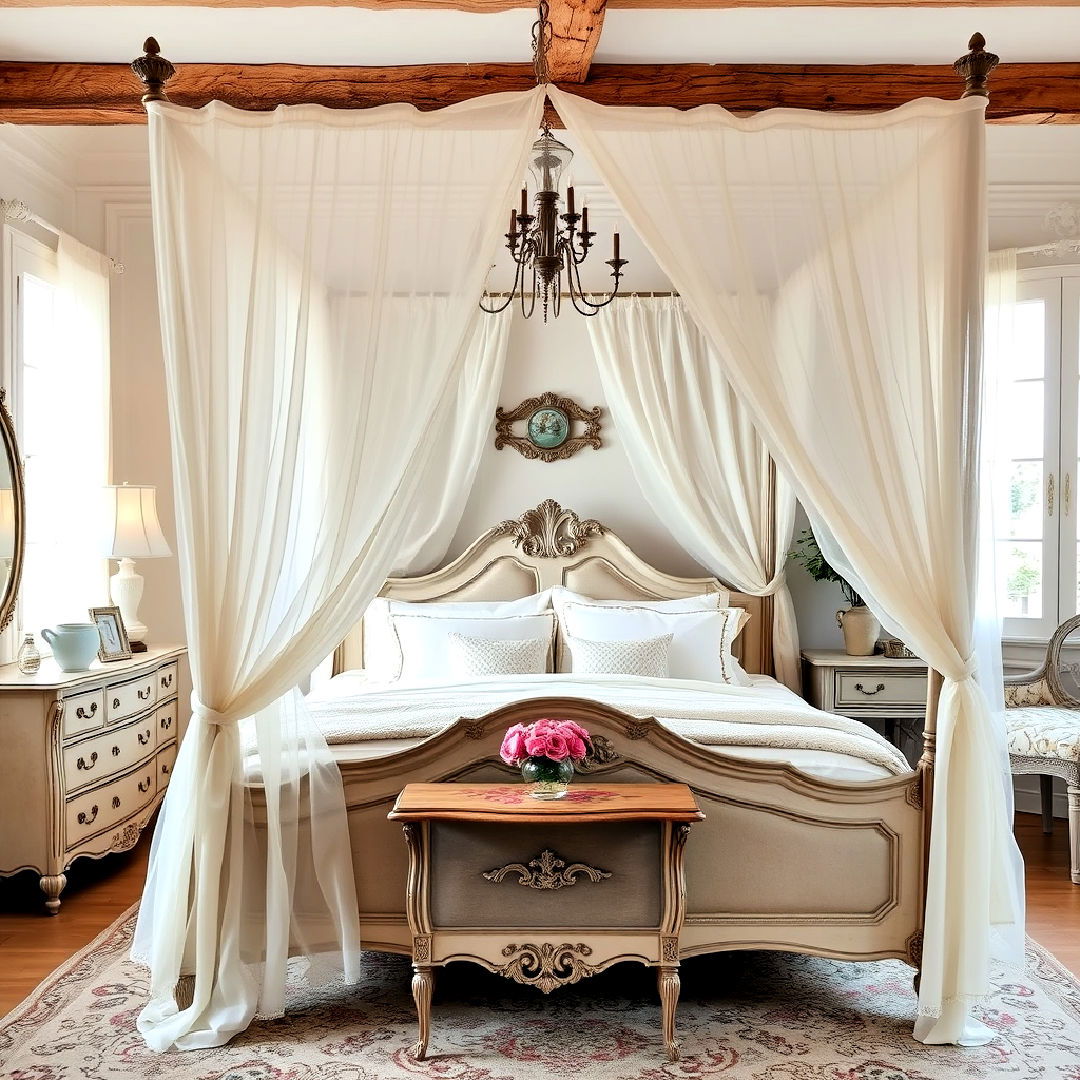 aesthetic french country bed canopy - 25 French Bedroom Decor Ideas