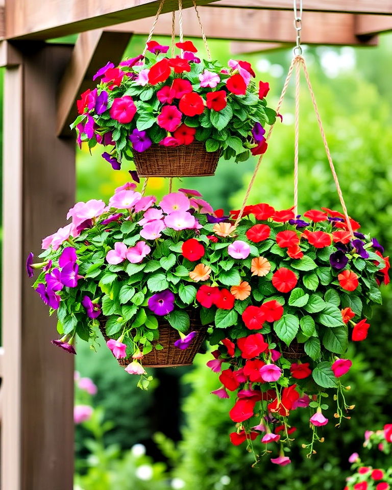 aesthetic garden with hanging basket displays - 25 Aesthetic Garden Ideas