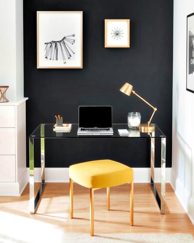 aesthetic glass desk - 40 Modern Home Office Ideas
