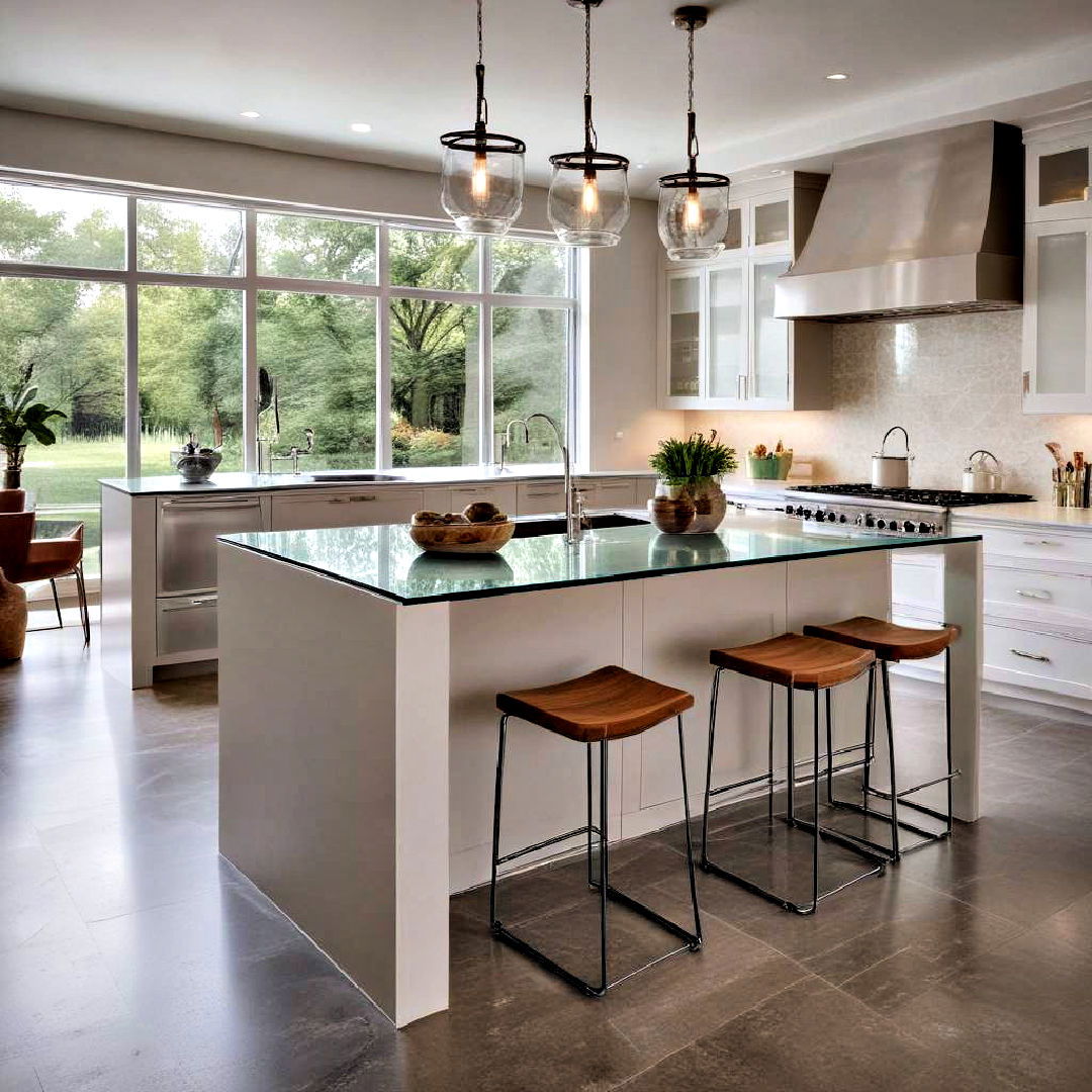 aesthetic glass top counter - 40 Kitchen Island Ideas