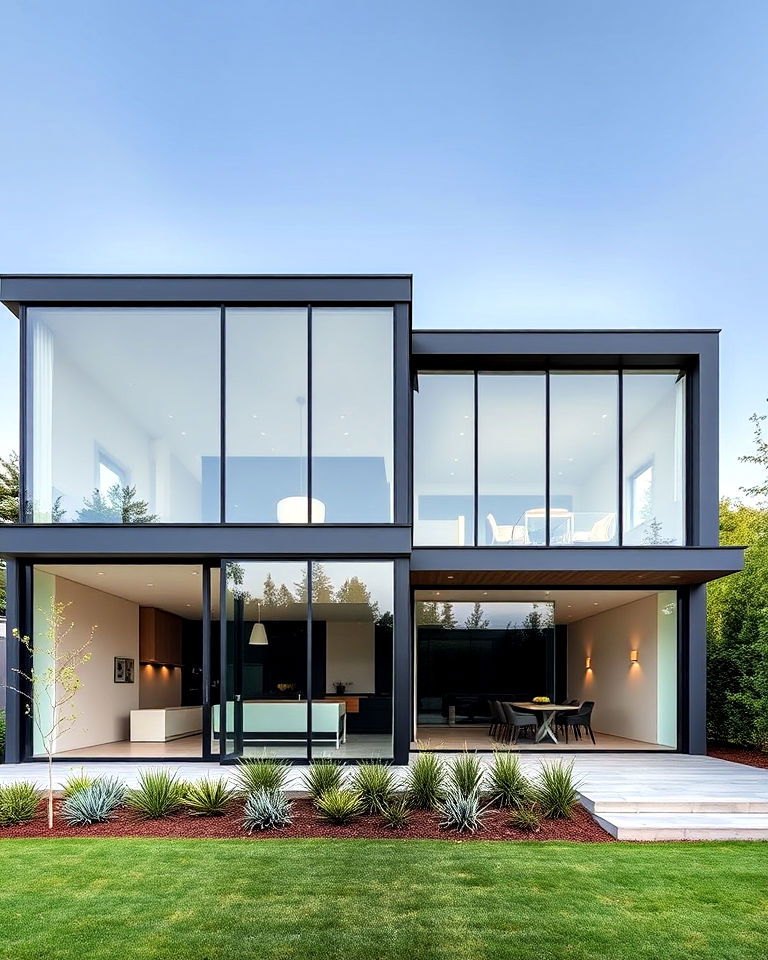 aesthetic house with contemporary glass design - 20 Aesthetic House Exterior Ideas