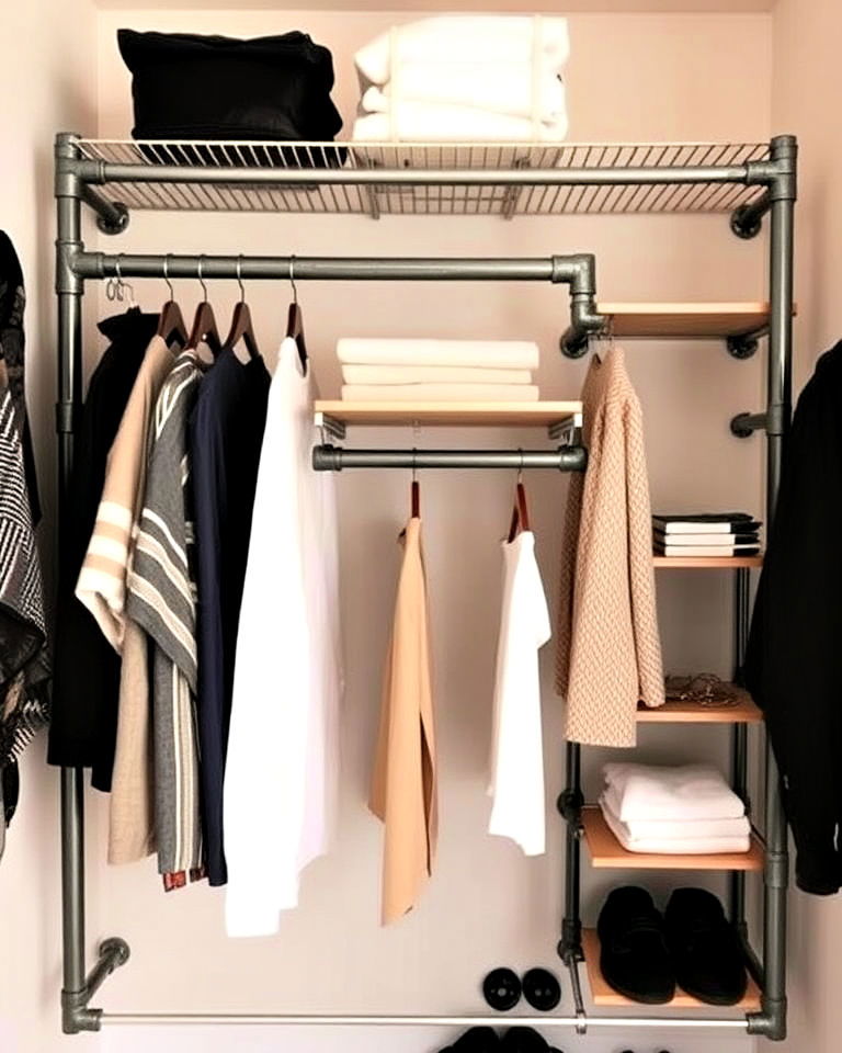 aesthetic industrial pipe closet rack - 30 Open Closet Ideas