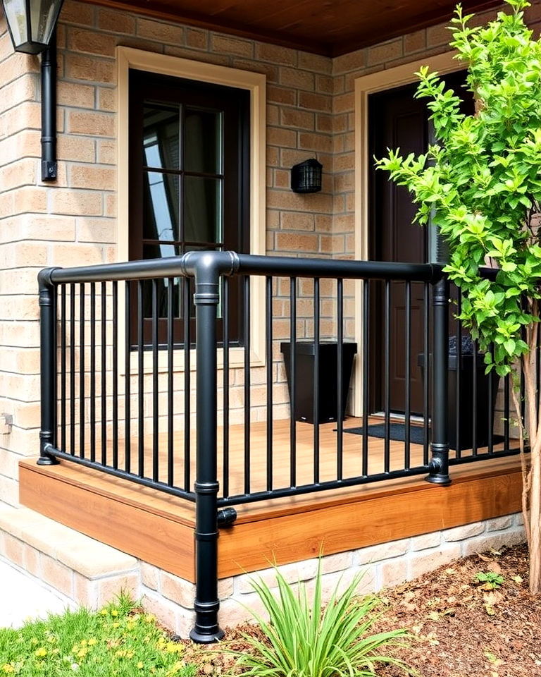 aesthetic industrial pipe railings - 25 Front Porch Railing Ideas