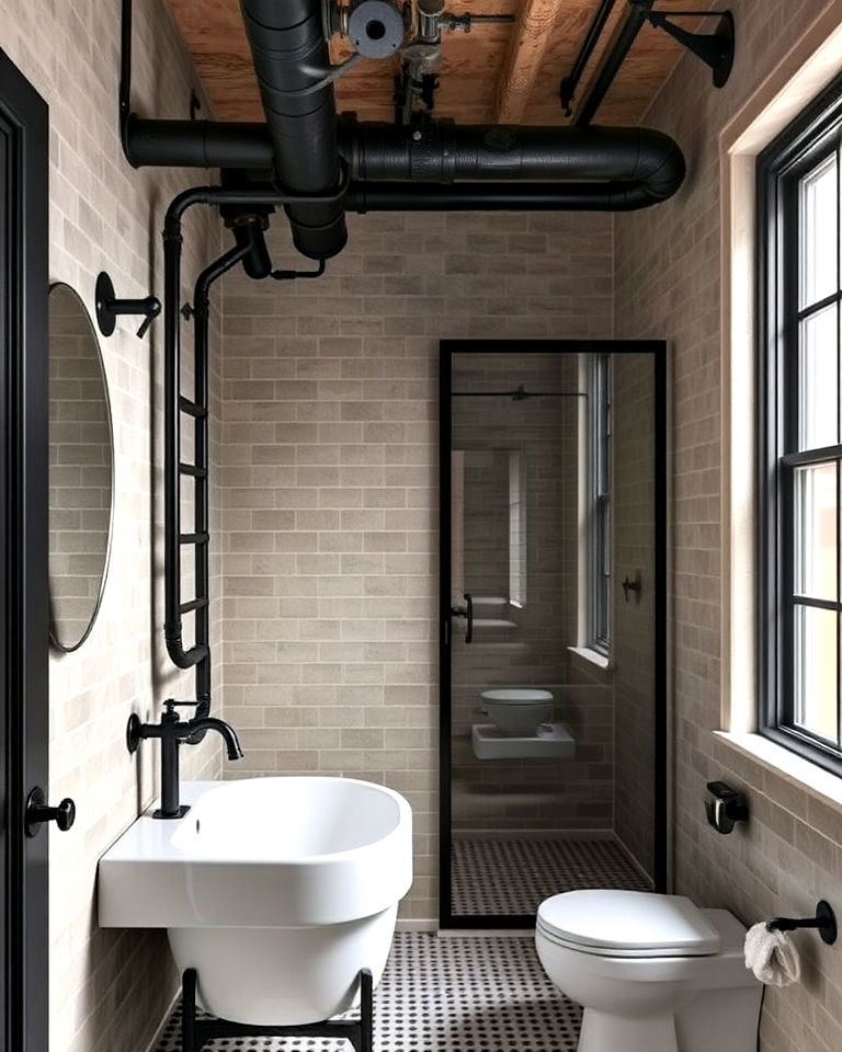 aesthetic industrial style metal accents - 20 Aesthetic Bathroom Ideas