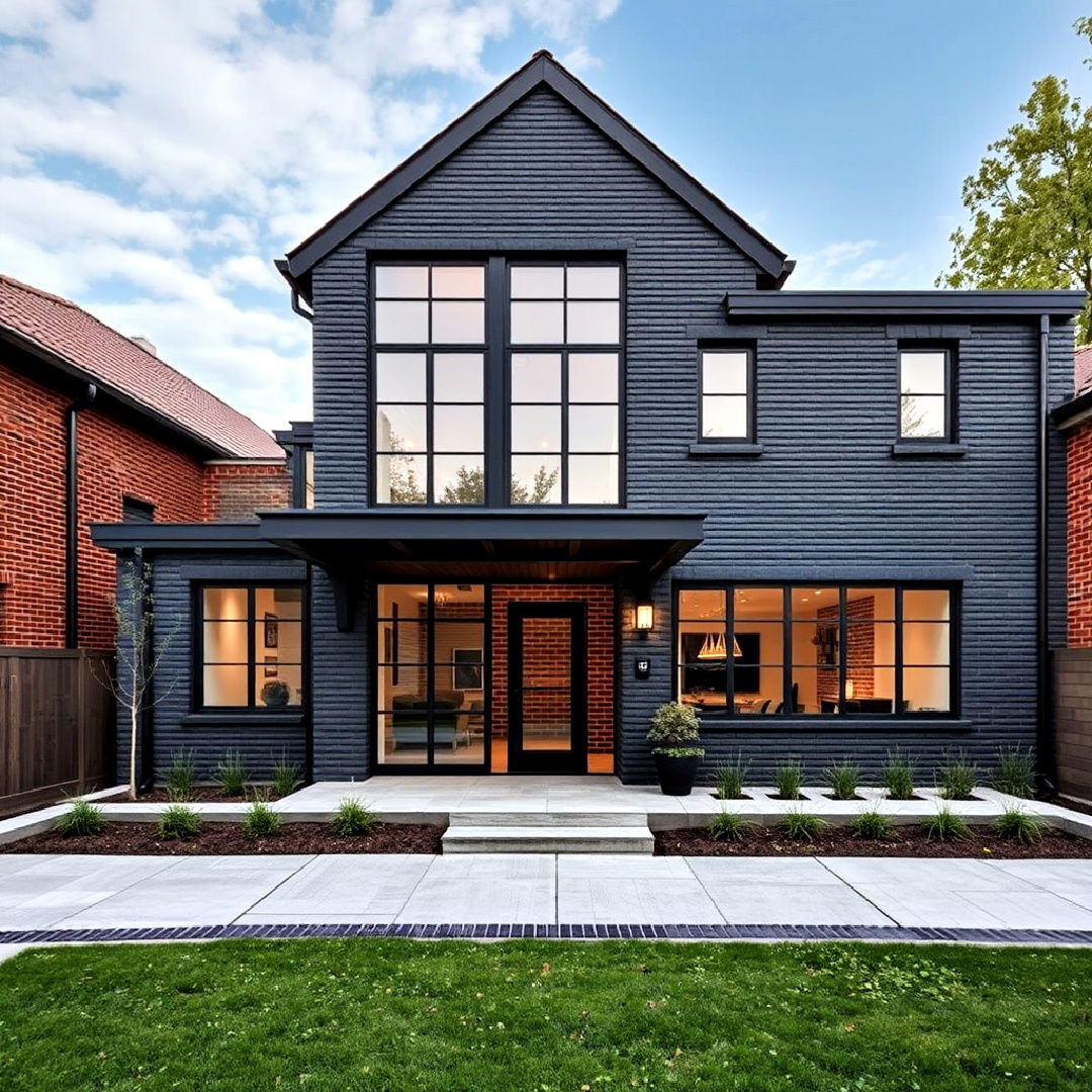 aesthetic loft style home with black brick - 40 Black Brick House Exteriors