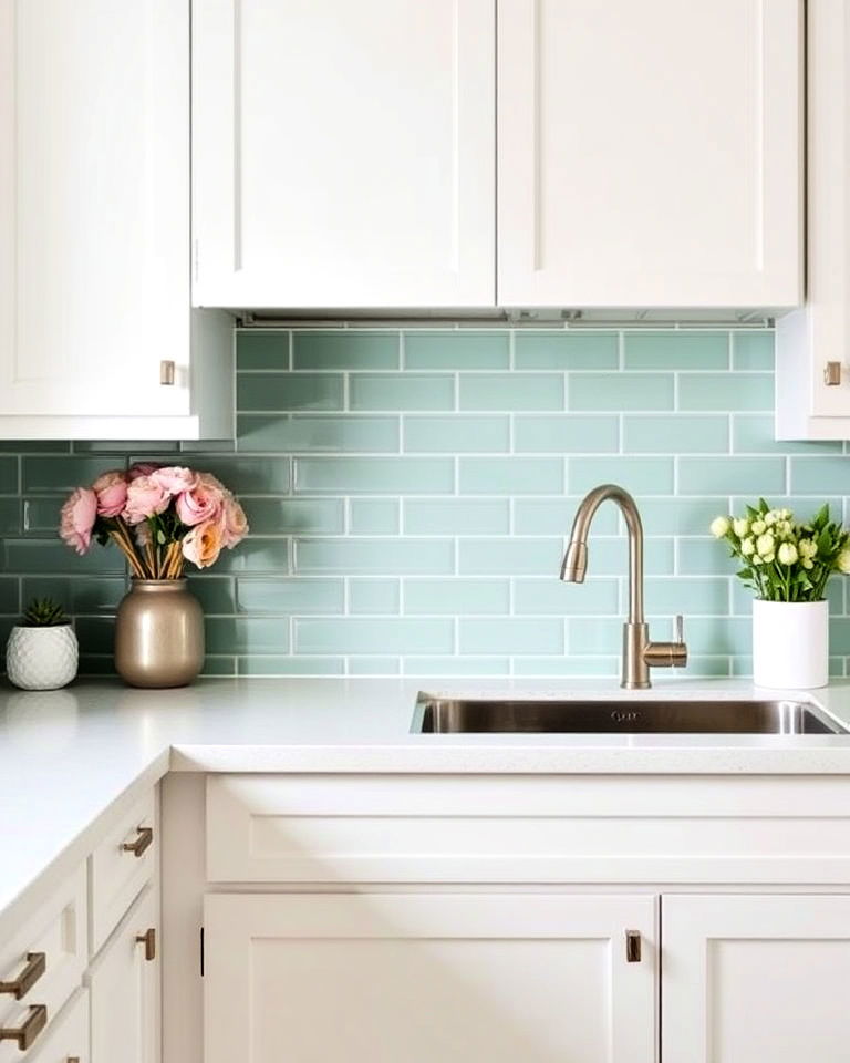 aesthetic mint green kitchen backsplash - 30 Mint Green Kitchen Ideas