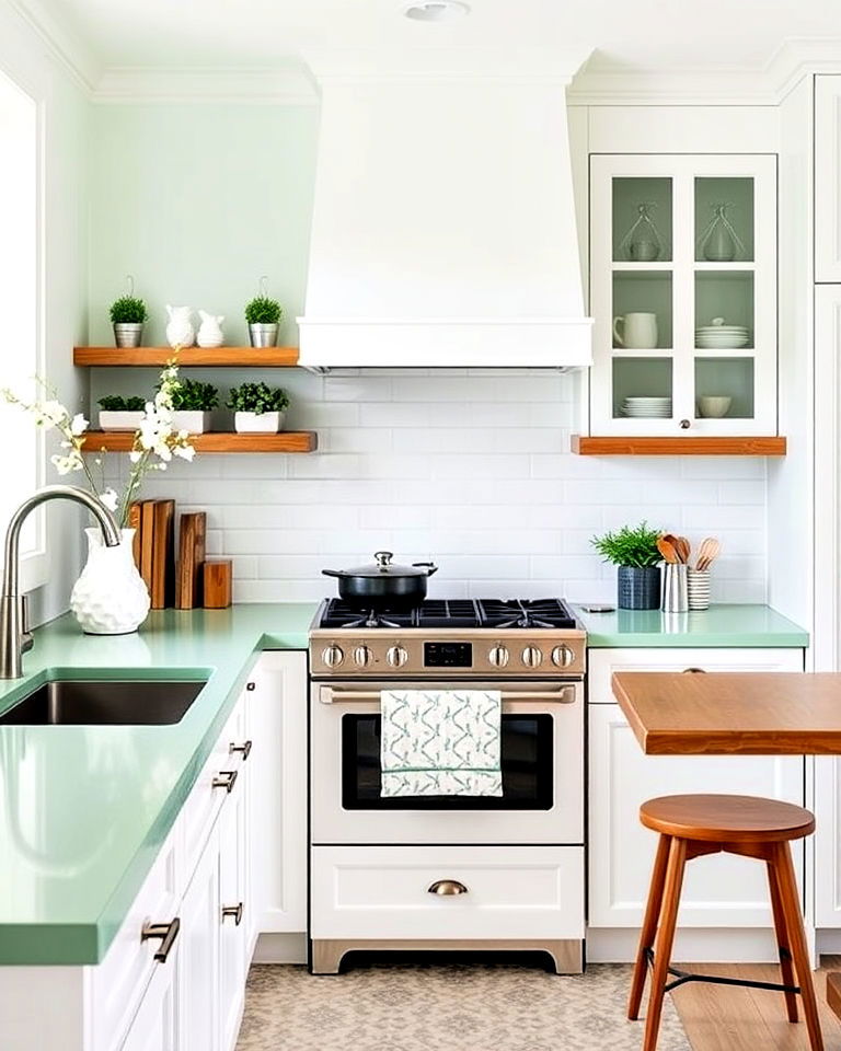 aesthetic mint green kitchen countertops - 30 Mint Green Kitchen Ideas