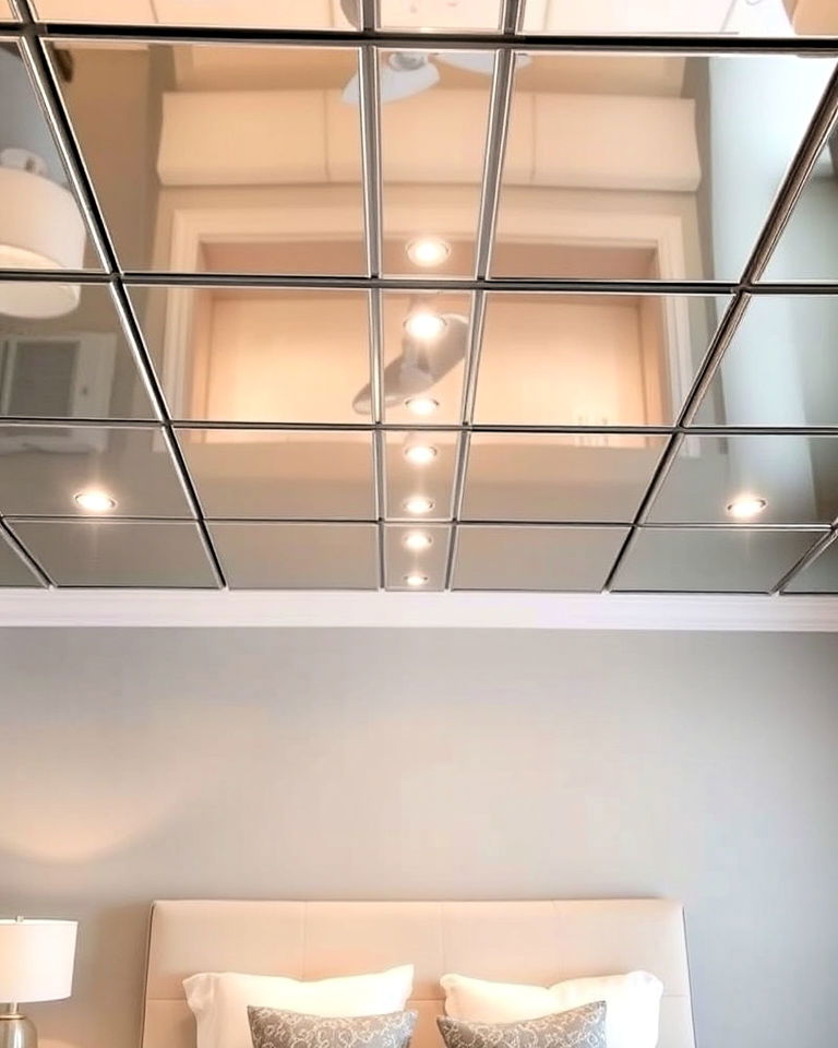 aesthetic mirrored ceiling tiles - 20 Mirror on Ceiling Above Bed Ideas
