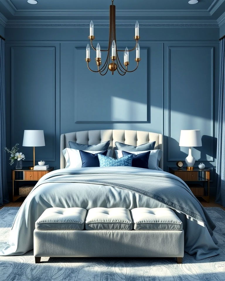 aesthetic monochromatic blue palette - 25 Luxury Blue Bedroom Ideas