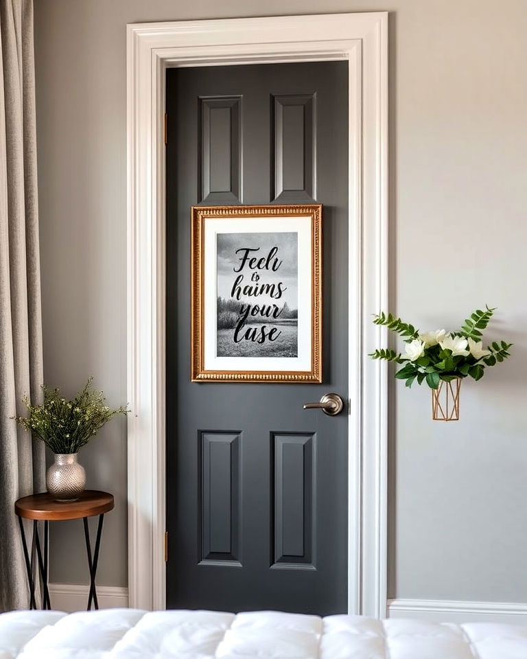 aesthetic mounted art frame - 25 Bedroom Door Decorating Ideas