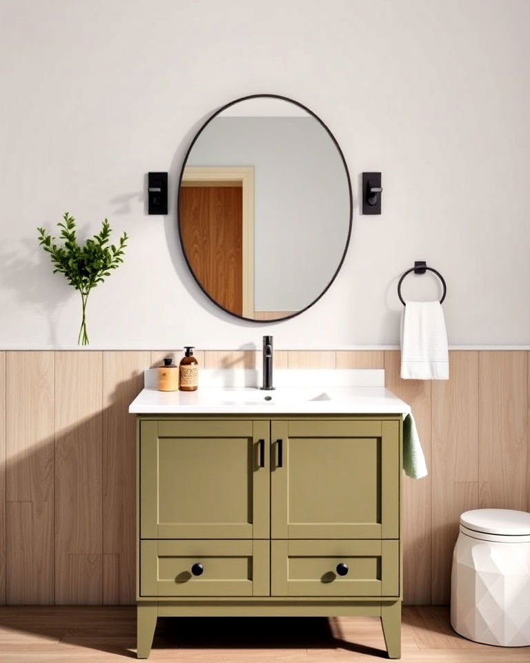 aesthetic olive green vanity - 20 Small Green Bathroom Ideas