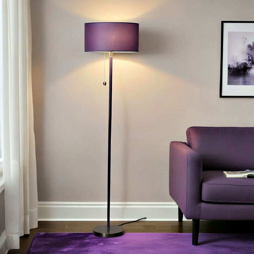 aesthetic purple floor lamp - 25 Purple Living Room Ideas