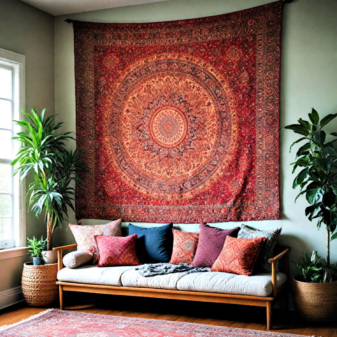 aesthetic room with bohemian tapestry - 40 Aesthetic Room Ideas