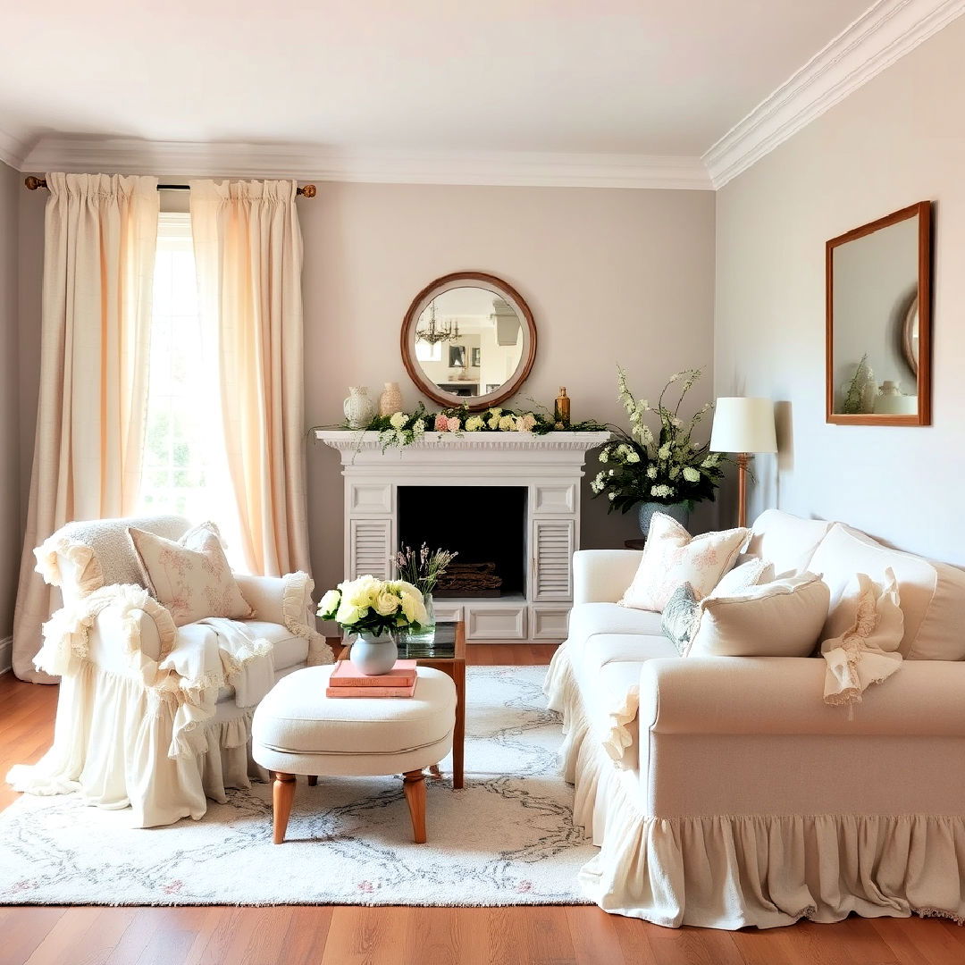 aesthetic ruffled textiles - 25 Shabby-chic Style Living Room Ideas