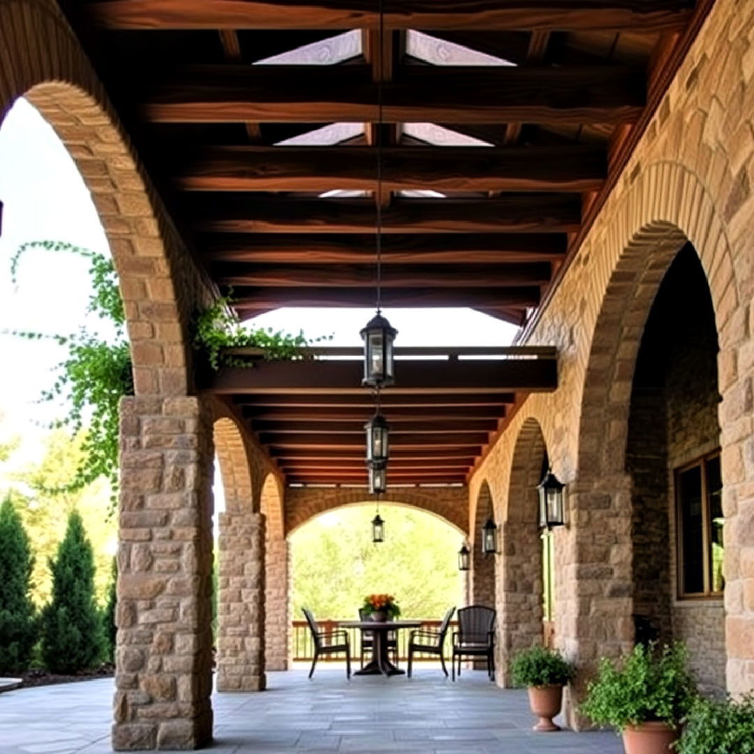 aesthetic rustic stone pergola - 40 Patio With a Pergola Ideas