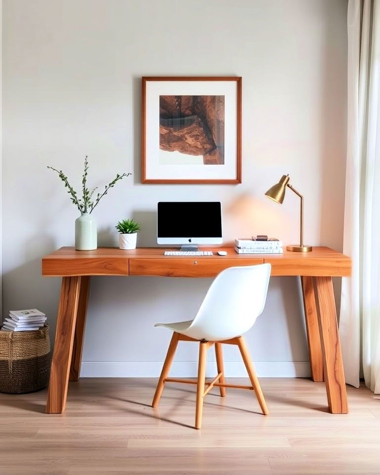 aesthetic rustic wood desk - 40 Bedroom Office Ideas