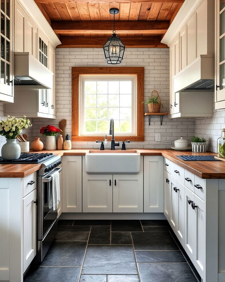 aesthetic slate floor for farmhouse kitchen - 20 Kitchens With Slate Floors