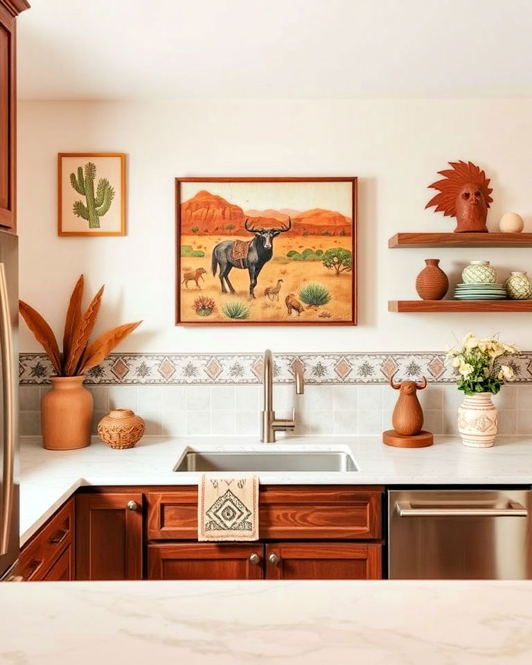 aesthetic southwestern wall art - 25 Southwestern Kitchen Ideas