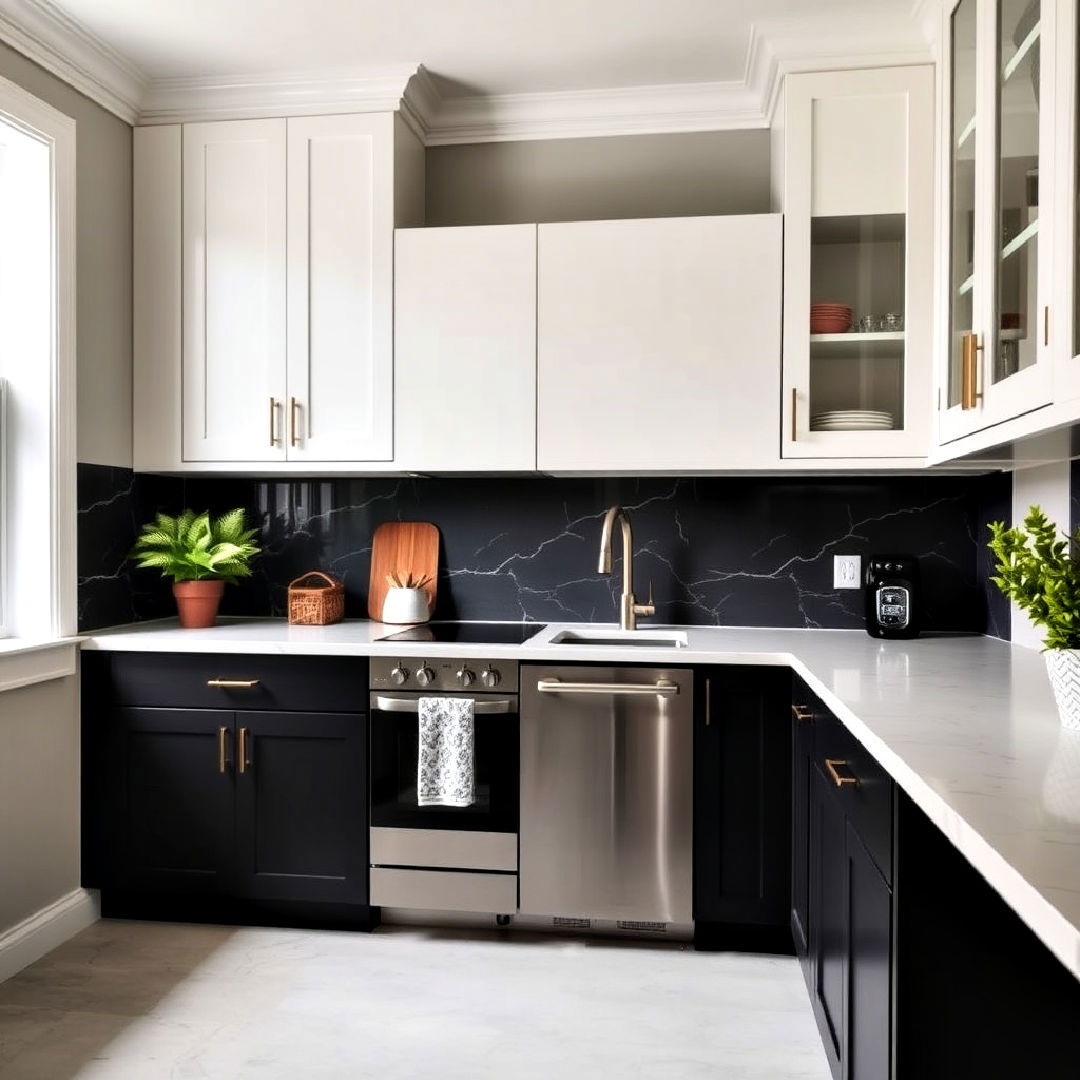 aesthetic two tone cabinets - 15 Townhouse Kitchen Ideas