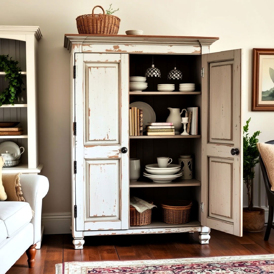 aesthetic weathered cabinets - 25 Shabby-chic Style Living Room Ideas