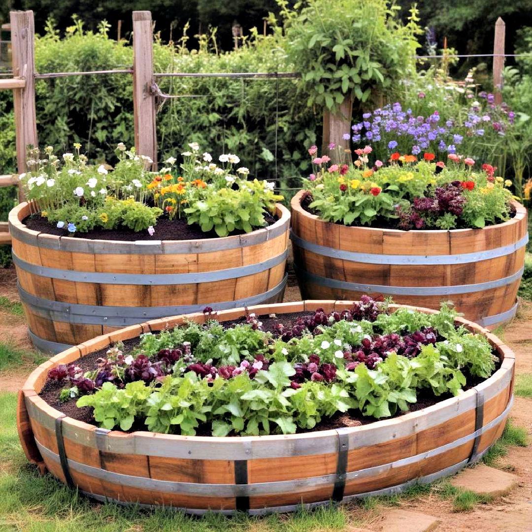 aesthetic wine barrel raised beds - 40 Raised Garden Bed Ideas