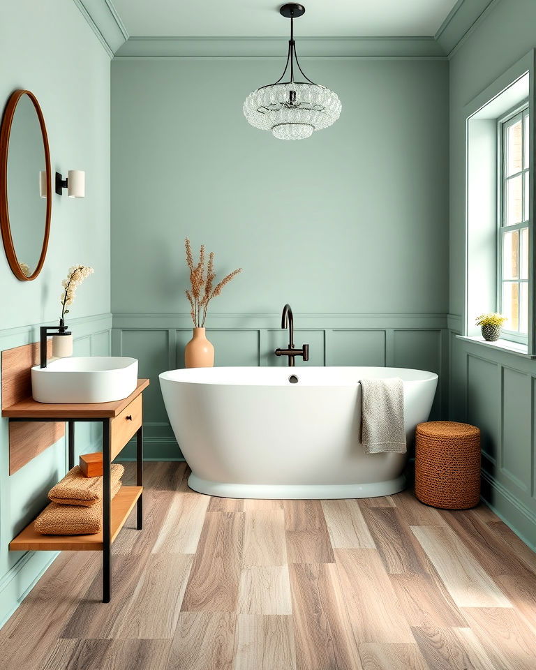 aesthetic wood look tile for bathroom floor - 25 Ideas for Wood Floors in Bathrooms