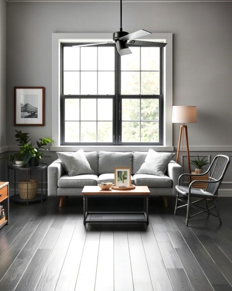 affordable black painted wooden floor - 25 Black Floor Living Room Ideas