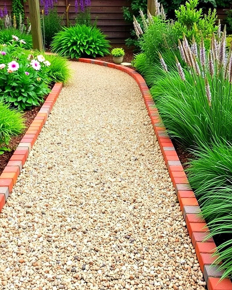 affordable gravel path with edging - 30 Garden Path Ideas