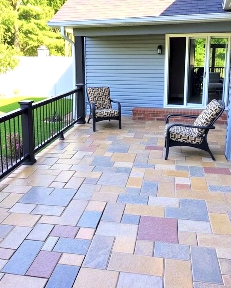 affordable stamped concrete deck - 30 Backyard Deck Ideas on a Budget