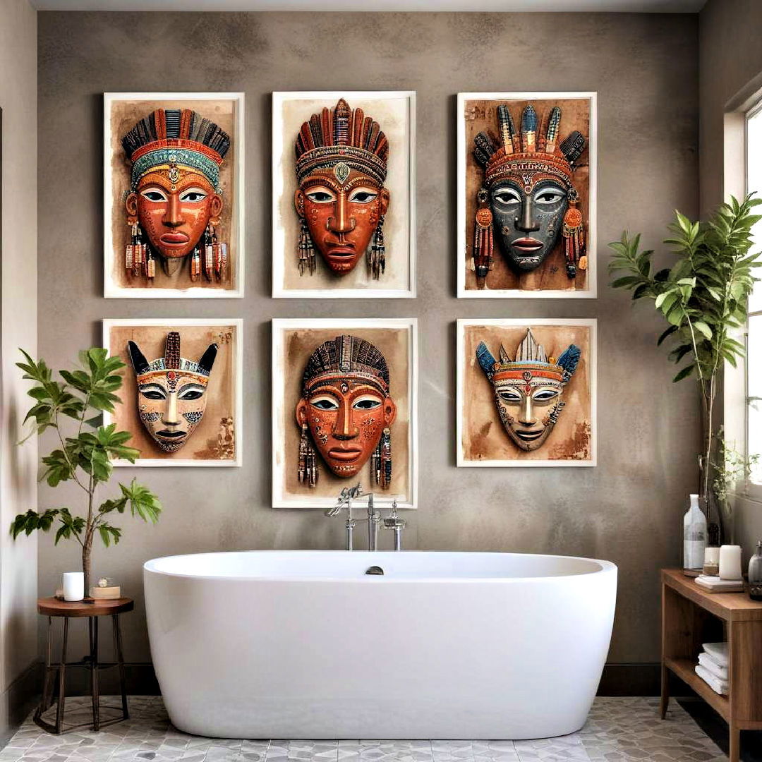 african masks as cultural art piece - 25 Bathroom Art Ideas