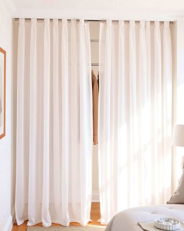 airy sheer curtains for closet - 30 Closet Curtain Ideas
