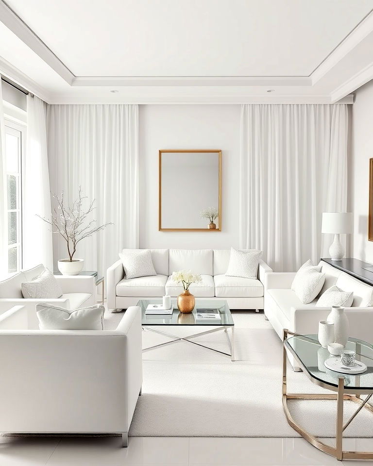all white theme in living room - 30 White Couch Living Room Ideas