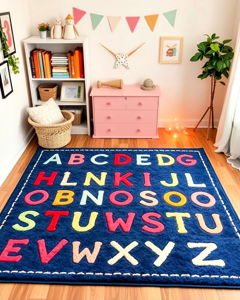 alphabet rug for toddler room - 40 Toddler Room Ideas
