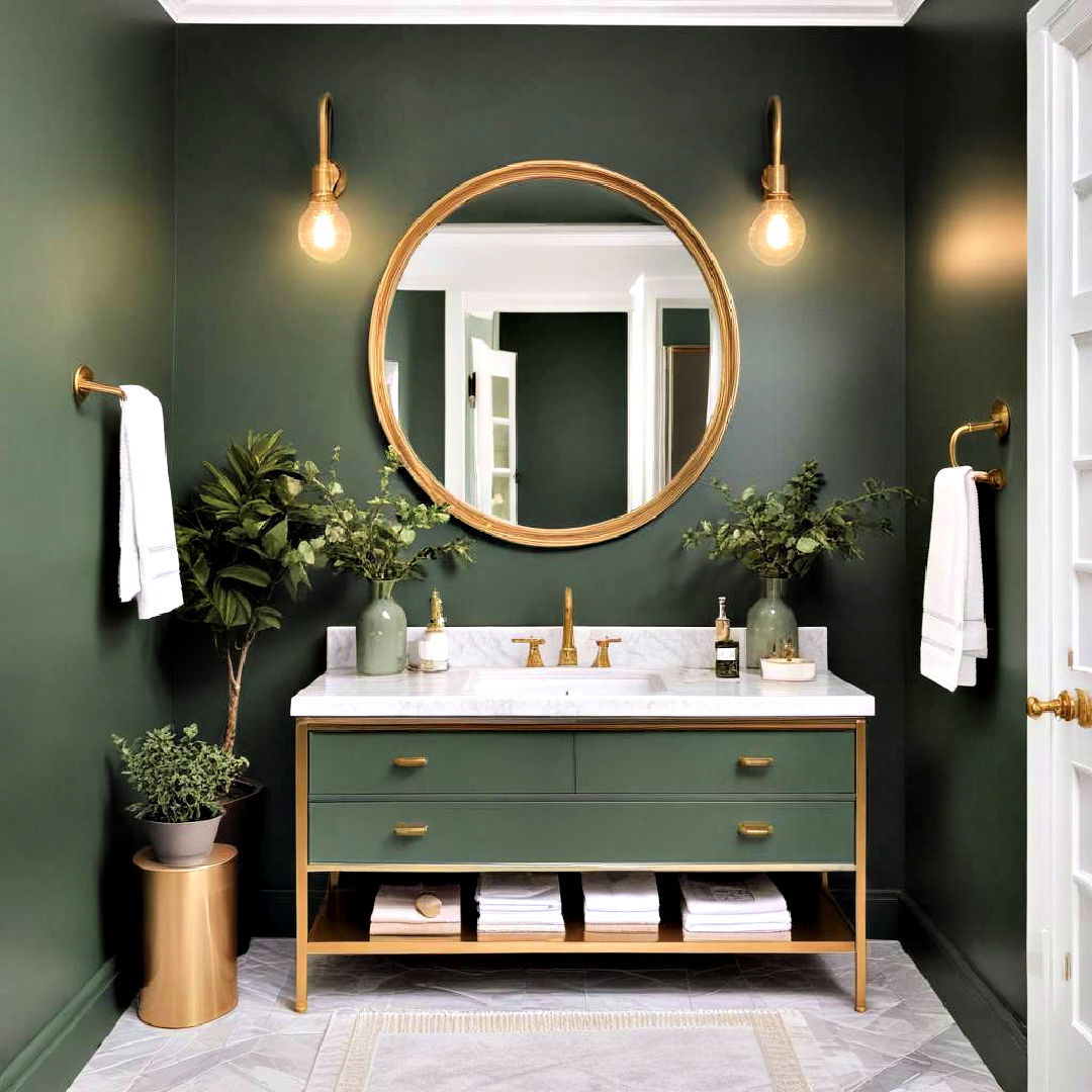 amid green walls for bathroom - 20 Green and Gold Bathroom Ideas
