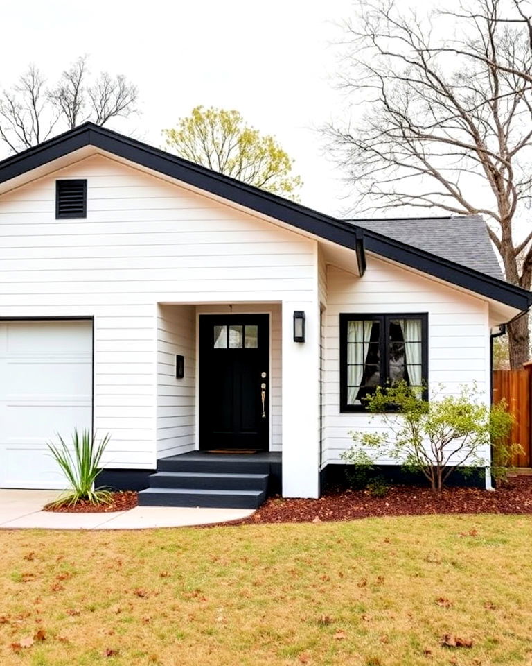 angular black trim on a white house - 30 Single Story White House Black Trim