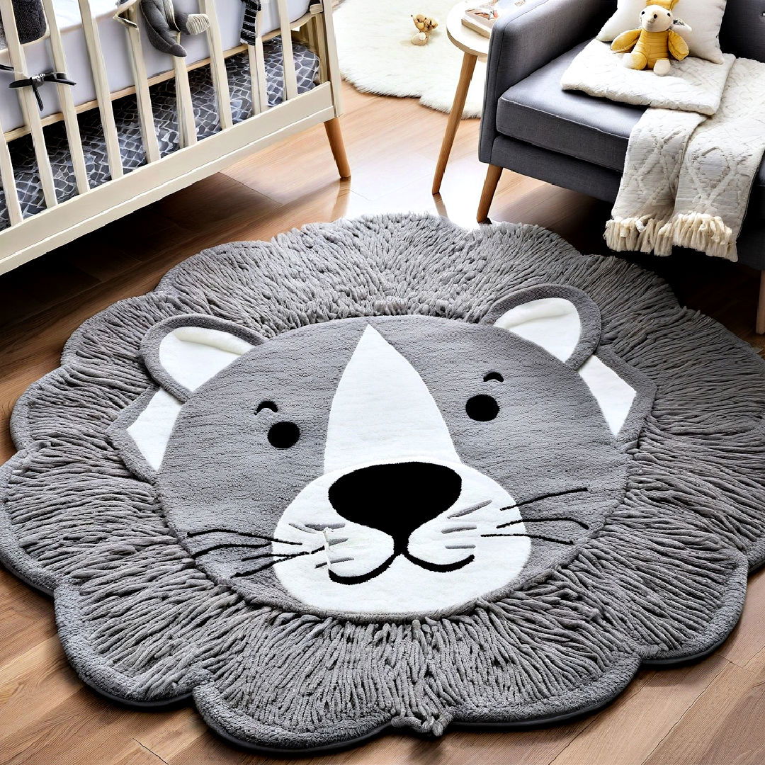animal shaped rug for safari nursery decor - 25 Safari Nursery Decor Ideas