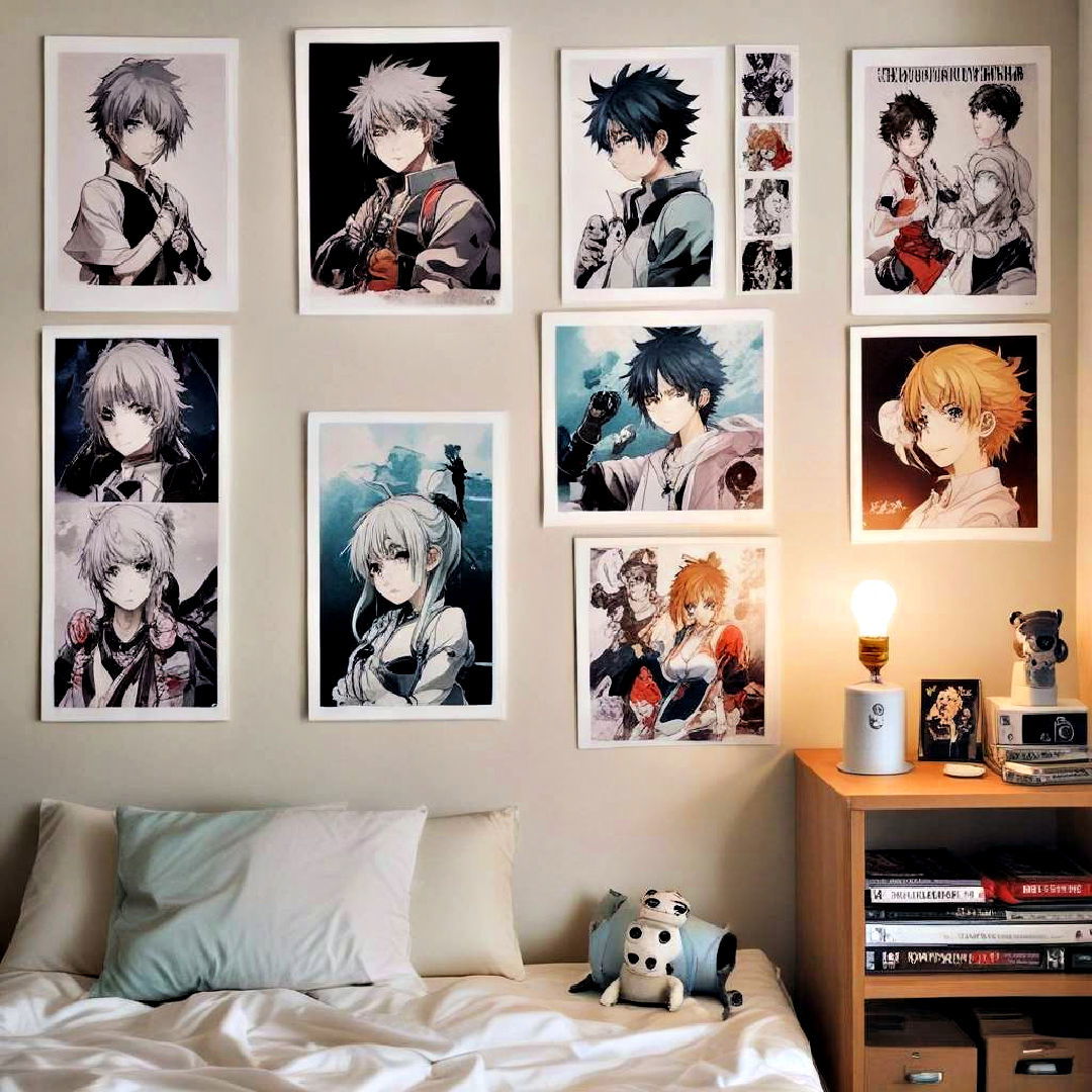 anime room with memorable merch - 40 Anime Room Ideas