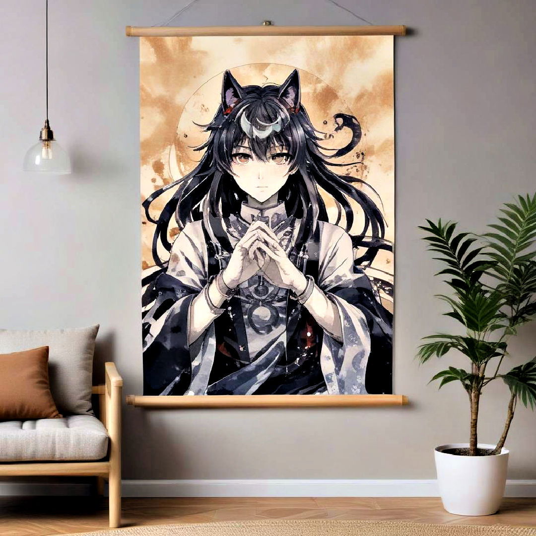 anime wall scroll to showcase favorite character - 40 Anime Room Ideas