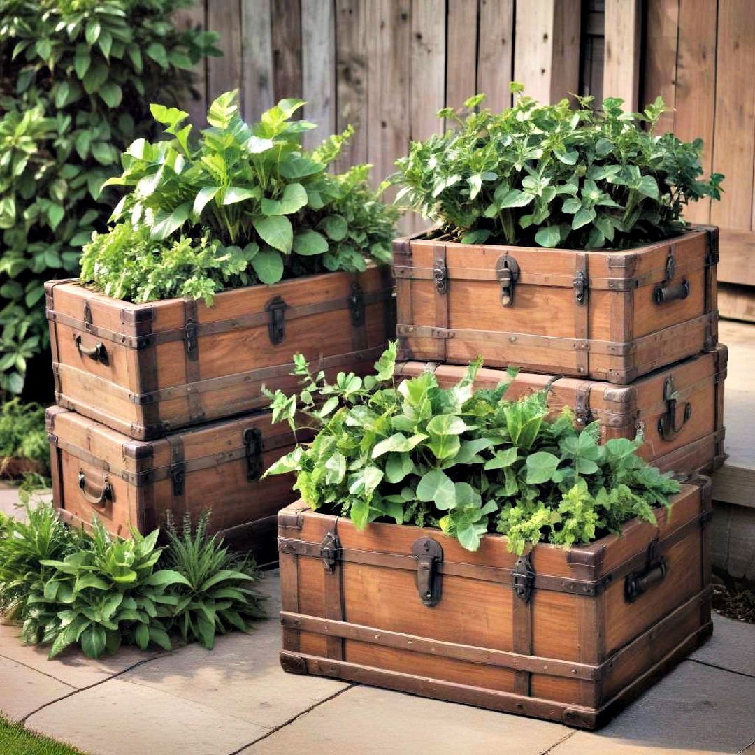 antique eye catching planter trunks - 40 Container Garden Ideas