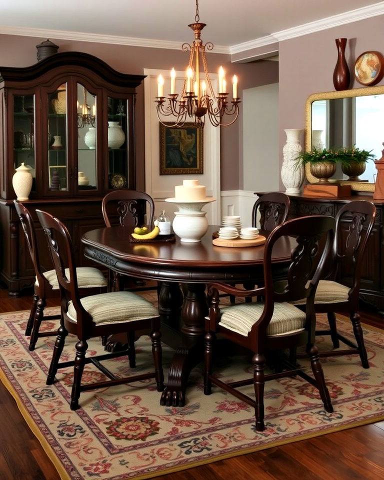 antique furniture for dark academia dining room - 20 Dark Academia Dining Room Ideas