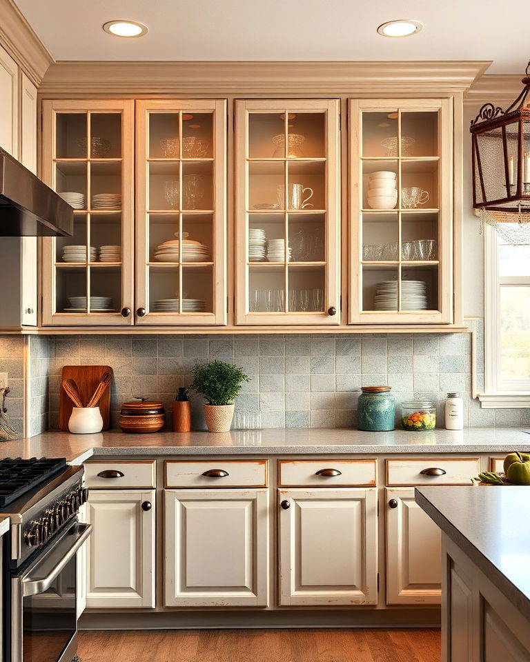 antique glass cabinets - 15 Kitchen Cabinets With Glass Doors
