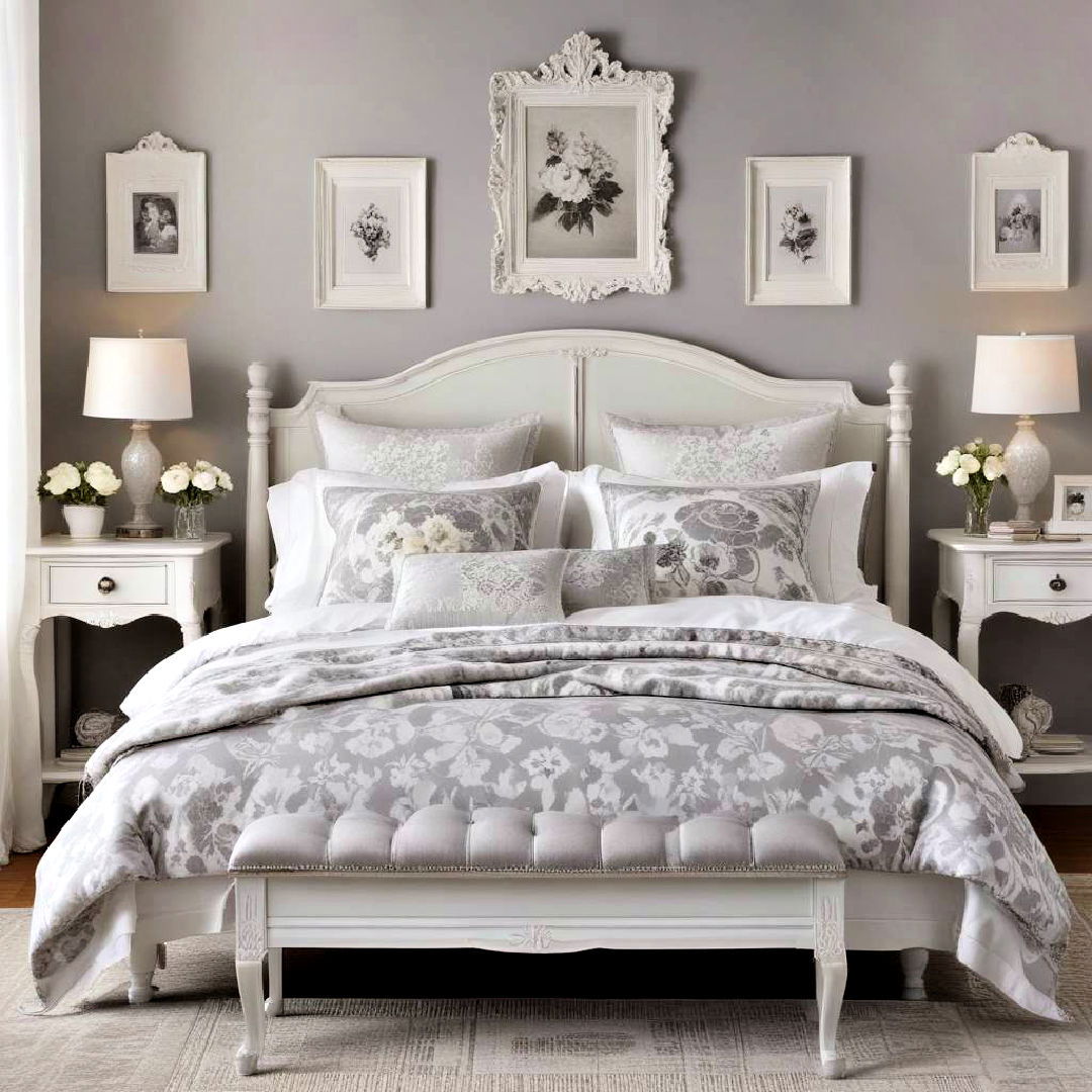 antique style bedroom - 40 Grey and White Bedroom Ideas