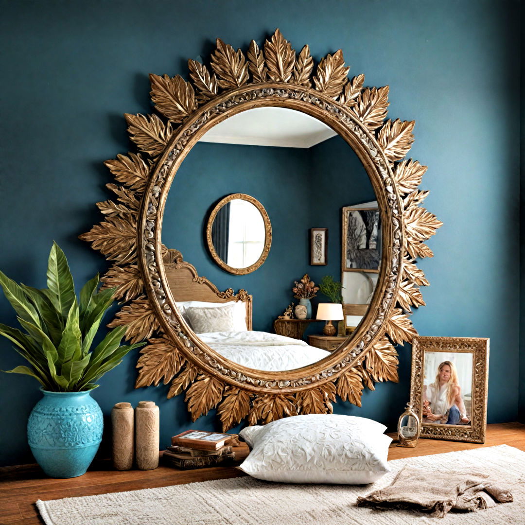 antique style mirror - 40 Boho Bedroom Ideas