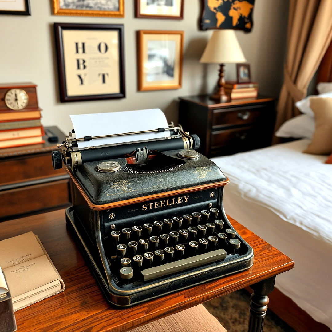 antique typewriter to add historical charm - 25 Dark Academia Bedroom Ideas