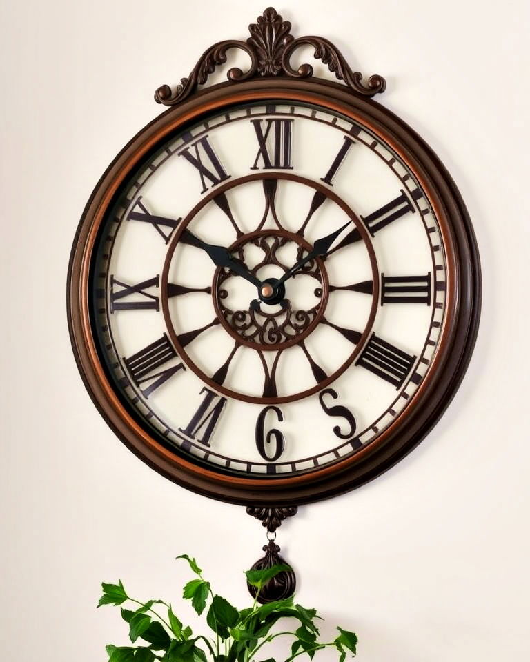 antique wall clock for timeless look - 50 Foyer Decor Ideas