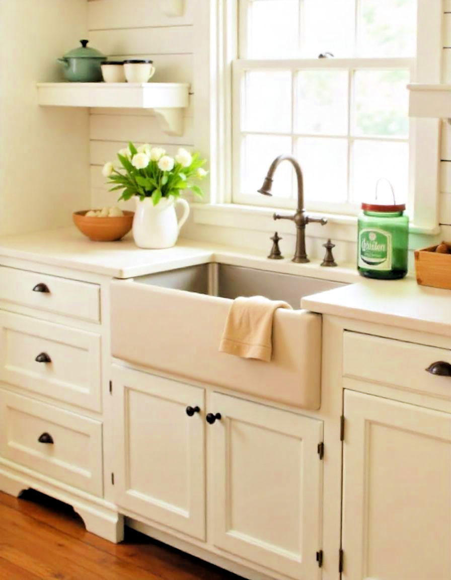 apron front farmhouse sink for primitive kitchen - 20 Primitive Kitchen Ideas