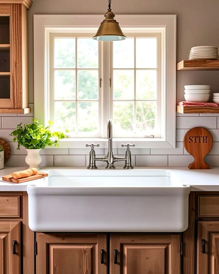 apron front farmhouse sink - 15 Shabby Chic Kitchen Ideas