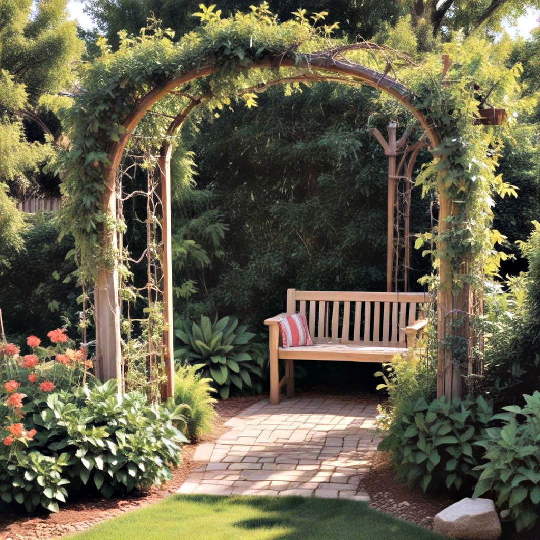 arbor to support climbing plants - 40 Small Backyard Landscaping Ideas